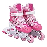 QILIYING Inline-Skates Verstellbare Größe, Mehrfarbig, sicher, langlebig, Inlineskates, Unisex, Dreifach-Versiegelungsschicht (Farbe: Rosa, Größe: S)
