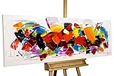 KunstLoft® Acryl Gemälde 'Rush' 150x50cm | original handgemalte Leinwand Bilder XXL | Abstrakt Bunt Rot Deko | Wandbild Acrylbild Moderne Kunst einteilig mit R