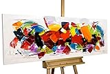 KunstLoft® Acryl Gemälde 'Rush' 150x50cm | original handgemalte Leinwand Bilder XXL | Abstrakt Bunt Rot Deko | Wandbild Acrylbild Moderne Kunst einteilig mit R