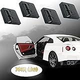 4 Stück Personalisierte Einstiegsleuchten LED Projektion Einstiegsbeleuchtung Projektor, HD LED Türbeleuchtung Logo Projektor, Universal Drahtlose Autotür Licht Projektor (Magnet Typ)