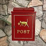 ZHEYANG Briefkasten Postkasten Galvanisiertes Blatt Europäischer Brief Katze Wandbehang Villa Wasserdichter Elektrostatischer Spray Briefkasten Geeignet 5 Farben Model:G01118(Color:Red)