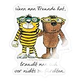 Spreadshirt Janosch Tiger Und Bär Wenn Man Freunde Hat Sticker, One Size, Transparent g