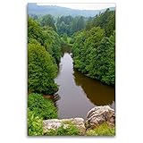 CALVENDO Premium Textil-Leinwand 80 x 120 cm Hoch-Format Blick über den Wiembecke-Teich, Leinwanddruck von Shinp