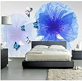 Benutzerdefinierte selbstklebende wasserdichte Wandtapete Moderne 3D Abstrakte Blumen Schmetterling Wandbild Wohnzimmer TV Sofa 3D Aufkleber-200X140