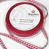 Rayher 5540718 Karoband, rot, 6.3 mm, Rolle 10 m, Bauernkaro, Vichy Karoband, Vichy Bauernkaro, Geschenkband, ohne D