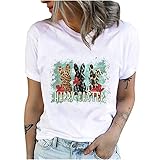 Damen Sommer Herbst Top Bluse Ostern Kaninchen Grafik Tee Kurzarm Rundhalsausschnitt Bluse Top für Frauen M#U2, grün, X-Larg