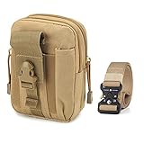 MISSFOX Taktische Gürteltasche, Herren Bauchtasche wasserdichte mit 1.5-Zoll Taktischer Gürtel, Militär Kompakt Sport Hüfttasche Set für Camping Wandern R