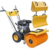 vidaXL Schneefräse und Kehrmaschine Kombigerät Set Benzin Zweistufig 6,5 PS