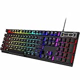 Osairous Gaming Tastatur, Gaming Tastatur mit LED Hintergrundbeleuchtung, 19 Anti-Ghosting 1,4 M USB Tastatur für Windows PC Laptop Desktop Surface Chromebook