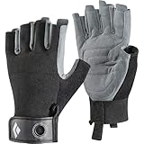 Black Diamond CRAG HALF-FINGER GLOVES, Robuster Halbfinger-Handschuh zum Klettern, Sichern, Abseilen, Arbeiten und für Klettersteige, Black, Gr. S