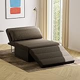 Kescas Multifunktionales Schlafsofa, 5-in-1 umwandelbarer Stuhl, klappbarer Ottoman, elegantes Leinen, modernes Couchbett, verstellbares Schlafsessel für Wohnzimmer, Büro, Wohnung, Hellb