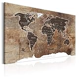 decomonkey Bilder Weltkarte 120x80 cm XXL 1 Teilig Leinwandbilder Bild auf Leinwand Wandbild Kunstdruck Wanddeko Wand Wohnzimmer Wanddekoration Deko Holz Welt Karte Landk