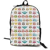 XCNGG Erwachsene und Teenager Leichte, strapazierfähige College-Rucksack-Schultasche mit verstellbaren, gepolsterten Schultergurten für Wanderungen auf dem Campingplatz (Cute Owl Funny Owl Pattern)