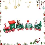 WELLXUNK Holz Kleiner Zug, 4 Stück Spielzeugeisenbahn, Spielzeugeisenbahn, Weihnachtszug Neujahr Deko, für Kinder Mädchen Junge Spielzeug Geschenke Tassenhalter der WeihnachtsZug