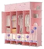 Mix Buzsu Arıtma Kleiderschrank Schlafzimmer Einfache Kinder Einfache Haushalt Schlafzimmer Schrank Storage Kabinett Tuch Vermietung Zimmer (Color : Pink, Size : 183X47X201cm)