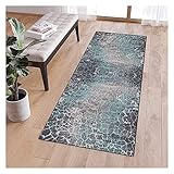 Teppich Läufer Flur Teppich L?Ufer Küchenteppich rutschfest Grau Vintage Abstrakt Meterware Waschbar Lang Teppichl?Ufer Teppich L?Ufer Flur Schlafzimmer Korridor, Anpassbare Gr??