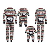 H-CAR Weihnachtspyjamas für Familie Onesies Passende Familienpyjamas Sets Xmas Holiday Nachtwäsche Jammies Kleidung Overalls PJs S