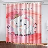 YTSDBB Verdunkelungsvorhang mit Ösen Süß rosa Elefant B 160 x H 115 cm 3D Digitaldruck Druckmuster Öse Thermisch isoliert 90% für Schlafzimmer Wohnzimmer ​Kinderzimmer Junge mit M