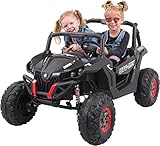 Kinder Elektroauto Buggy XMX603 Allrad 4x4 35 Watt Motoren mit Ledersitz Kinderauto Elektro Auto in vielen Farben (Schwarz)