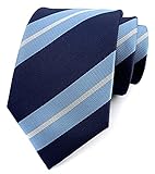 Kihatwin Herren Moderne gestreifte Krawatte gewebtes Muster formelle Designer Hochzeitskleid Krawatten 8 cm, Hellblau, Marineblau, Weiß, Einheitsgröß