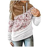 ZZENOR Weihnachtspullover Damen Weihnachts Hoodie Sweatshirt Frauen Winter Elch Kapuzenpullover Weihnachtspulli Lustige Hässliche C