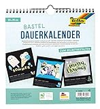 folia 23690 - Dauerkalender, Bastelkalender mit Spiralbindung, ca. 23 x 24 cm, schwarz mit silbernem Druck, für Bilder und Fotos bis max. 13 x 18