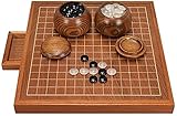 JWCN Premium Achat Go Game Set Portable Go Chess Spiel Set mit Schublade 15x15 Klassisches Strategie Spiel für Kinder Erwachsene High-End-Geschenke-Schwarz und weiß Up