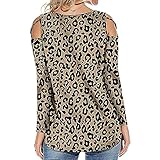 GFGHH Damen Bauchfrei Vintage Rundhals Langarmshirts Hemdbluse Tshirt Tops Blumenmuster Henley Freizeit Bluse Tunika Langarm T-Shirt Cold Shoulder Oberteil Aufdruck Casual Frühling und Sommer S