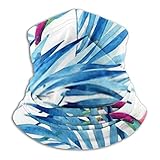 LKKPT Hals Gamasche Aquarell Tropische Blätter Blumen Muster Tropen Natur Winter Fleece Halswärmer Bandana Halstuch Unisex Elastische Sturmhaub