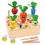 Ulikey 3 in 1 Montessori Baby Spielzeug, Holzspielzeug Farmspiel Sortierspiel, Angelspiel Spielzeug, Motorik Spielzeug Lernspielzeug, Geburtztag Geschenk für Jungen M