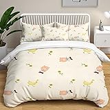 GVJKCZ Bettbezug Beige gelbes süßes Tier Ferkel Bettwäsche 260x220 cm Bedding Bettwäsche-Set - Mikrofaser Bettbezug und 2 Kopfkissenbezüge - Bettbezüge Set mit Reiß