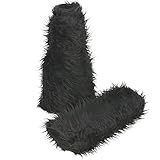 com-four® Plüsch Beimwärmer in schwarz, Beinwärmer Stulpen zum Verkleiden aus Plüsch für Halloween, Fasching oder Mottopartys, 47 cm (01 Paar - schwarz)