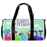 Seesack für Damen und Herren, Happy Birthday Tier Zoo Sport Gym Tote Bag Wochenende Übernachtung Reisetasche Outdoor Gepäck H