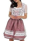 Krüger MADL Damen Dirndl Hedda mit Streublümchen 49715 - Rosé 50cm Gr. 36