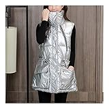 AWYST Ärmelloser Parka Weste Daunen Weste Weste Winter Weste Sleeveless Jacke Dicke Gepolstert for Frauen Casual Tägliches Leben Warm (Color : Silver, Größe : 5XL)