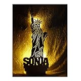 Nachtlicht Deko Lampe Design'USA Freiheitsstatue' Figur mit Name nach Wunsch, Geschenk für USA Fans, als Deko Bild Lampe W