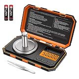 Digital Feinwaage, Milligramm Waage, 50g / 0,001g Taschenwaage Schmuckwaage, Präzisionswaagen mit Tara Funktion, Tragbare Mini-Waage mit 50g Kalibriergewichte und Pinzetten, LCD-Anzeige - Orang