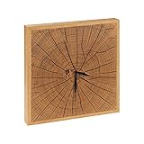 GREENHAUS Wanduhr Holz Eiche filigraner Rahmen mit geräuscharmen Quarzwerk 28x28 cm Massivholz und Handarbeit aus Deutschland Uhr Küchenuhr schwarz ausgefüllt Zeiger 2