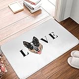 GVJKCZ Eingangstürmatte Weißer Schwarzer Tierhund Eutschfeste Fußmatte 60 x 90 cm Eingangs-Teppich für Innen- und Außenbereich, Fußabtreter, leicht zu reinigen, B