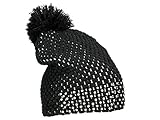 LOEVENICH Pompon Mütze mit Strass - Schwarz (18) - One S