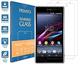 PREMYO 2 Stück Panzerglas Schutzfolie kompatibel mit Sony Xperia Z1 - Blasenfrei Transparent Anti-Kratzer 9H H