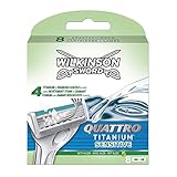 Wilkinson Sword Quattro Titanium Sensitive Rasierklingen für Herren Rasierer, 8 S