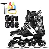 LDGF Inline Skates Verstellbare Rolle Adult Inline Skates Roller Skating Schuhe Qualitäts-Berufs for Kinder Männer Frauen Fancy Flache Schuhe Skating Skates AnfäNger Profi Kompletter S
