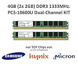 4GB (2X 2GB) Dual-Channel KIT DDR3 1333Mhz PC3-10600U 240 Pin 2Rx8 CL9 Non-ECC 1,5V PC Arbeitsspeicher Memory