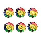 MRCOIN Regenbogen-Sonnenblumen-Brosche, Anstecknadel, Smiley-Gesicht, hochwertig, handgefertigt, Emaille, Anstecknadel für Kleidung, Taschen, Rucksäcke, Jacken, Hut, Zink