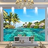 LEGVSHSR Benutzerdefinierte 3D Fototapete HD Malediven Meer Strand Naturlandschaft Fotografie Wohnzimmer TV Hintergrund Wandmalerei Wandbild -400x280