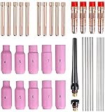 36 Stück WIG Schweißzubehör Verschleißteile Set für WP17/18/26 WIG Schweißbrenner (mit Gasdüse + Spannhülse + Spannhülsengehäuse + Brennerkappe + Wolframnadel)