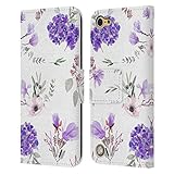 Head Case Designs Offizielle Anis Illustration Blaues Muster Blumen Muster 3 Leder Brieftaschen Handyhülle Hülle Huelle kompatibel mit Apple iPod Touch 5G 5th G