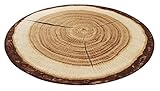 HANSE Home Design Velours Baumstamm rund Teppich, Polyamid, braun, 100 x 100 x 0.9