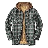 Winterjacke Herren Flanellhemd Hooded Kariert Hemd Sherpa-Fleece Trachtenhemden Langarm Karo Freizeithemd Männer Langarmshirt Kapuzen Jacke Übergangsjacke Arbeitsjacke Adventskalender Männer Jack